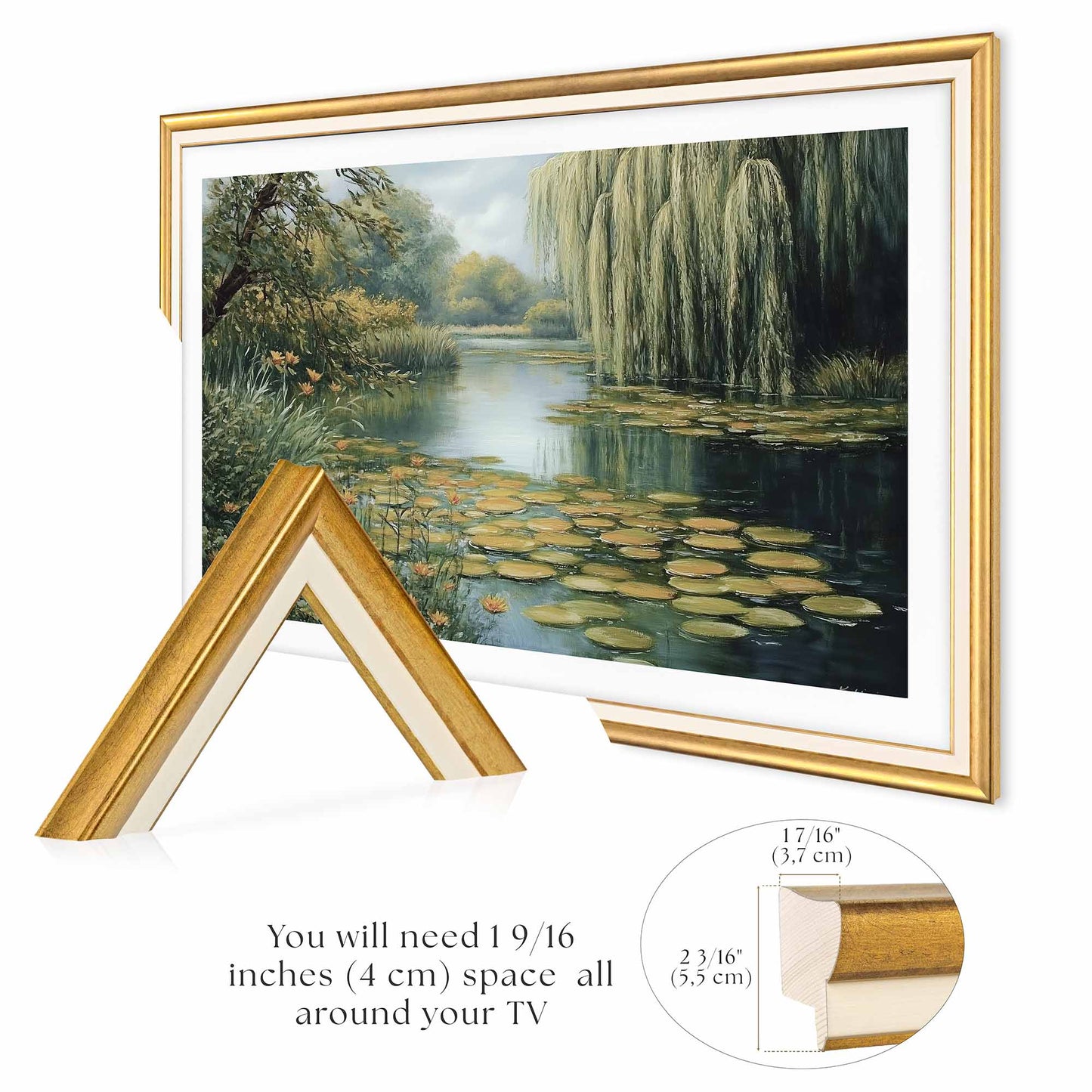 Sample of White and Gold TV Frame corner.