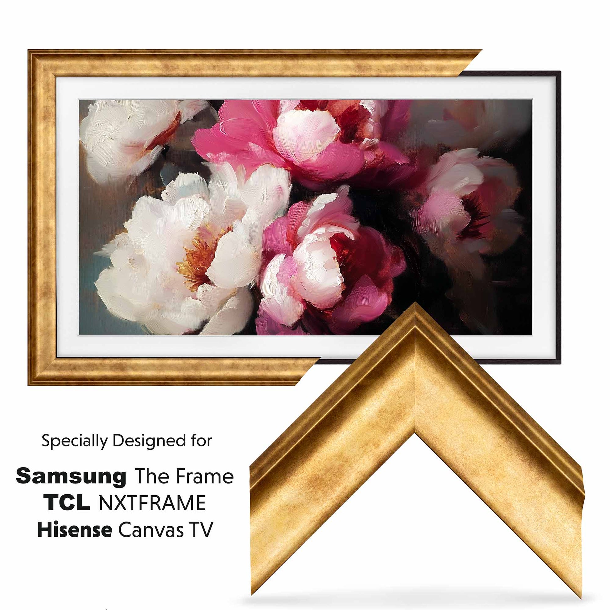 Matte Gold Metallic Tv Frame for Samsung The Frame, Gold Hisense Tv Frame, Gold Frame Tv Bezel for TCL NXTFrame 32 43 50 55 65 75 85 inch