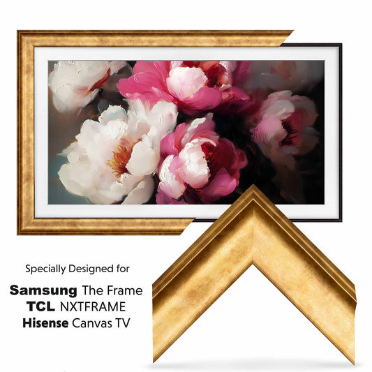 Matte Gold Metallic Tv Frame for Samsung The Frame, Gold Hisense Tv Frame, Gold Frame Tv Bezel for TCL NXTFrame 32 43 50 55 65 75 85 inch