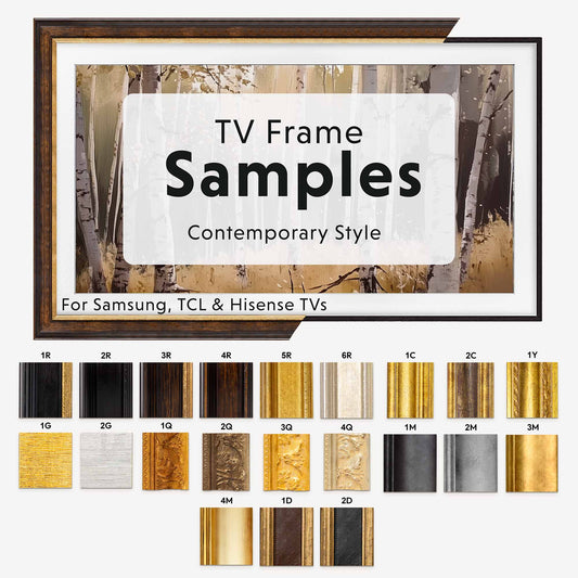 TV-Rahmen für Samsung The Frame TVs, handgefertigte TV-Blende, rustikales dunkles Holz und Gold-Finish, TV-Rahmengrößen 32, 43, 50, 55, 65, 75, 85 Zoll