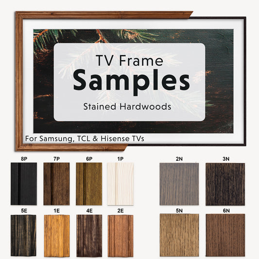 TV-Rahmen für Samsung The Frame TVs, handgefertigte TV-Blende, rustikales dunkles Holz und Gold-Finish, TV-Rahmengrößen 32, 43, 50, 55, 65, 75, 85 Zoll
