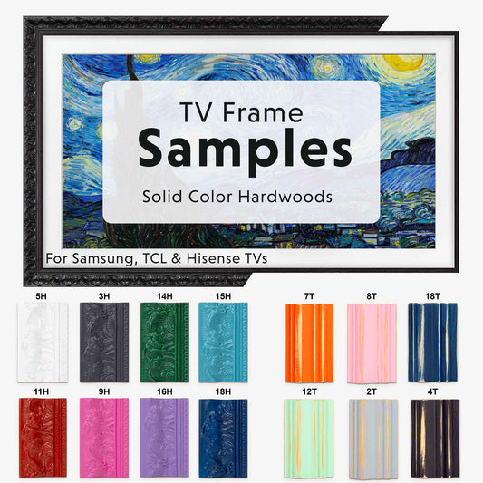 TV-Rahmen für Samsung The Frame TVs, handgefertigte TV-Blende, rustikales dunkles Holz und Gold-Finish, TV-Rahmengrößen 32, 43, 50, 55, 65, 75, 85 Zoll
