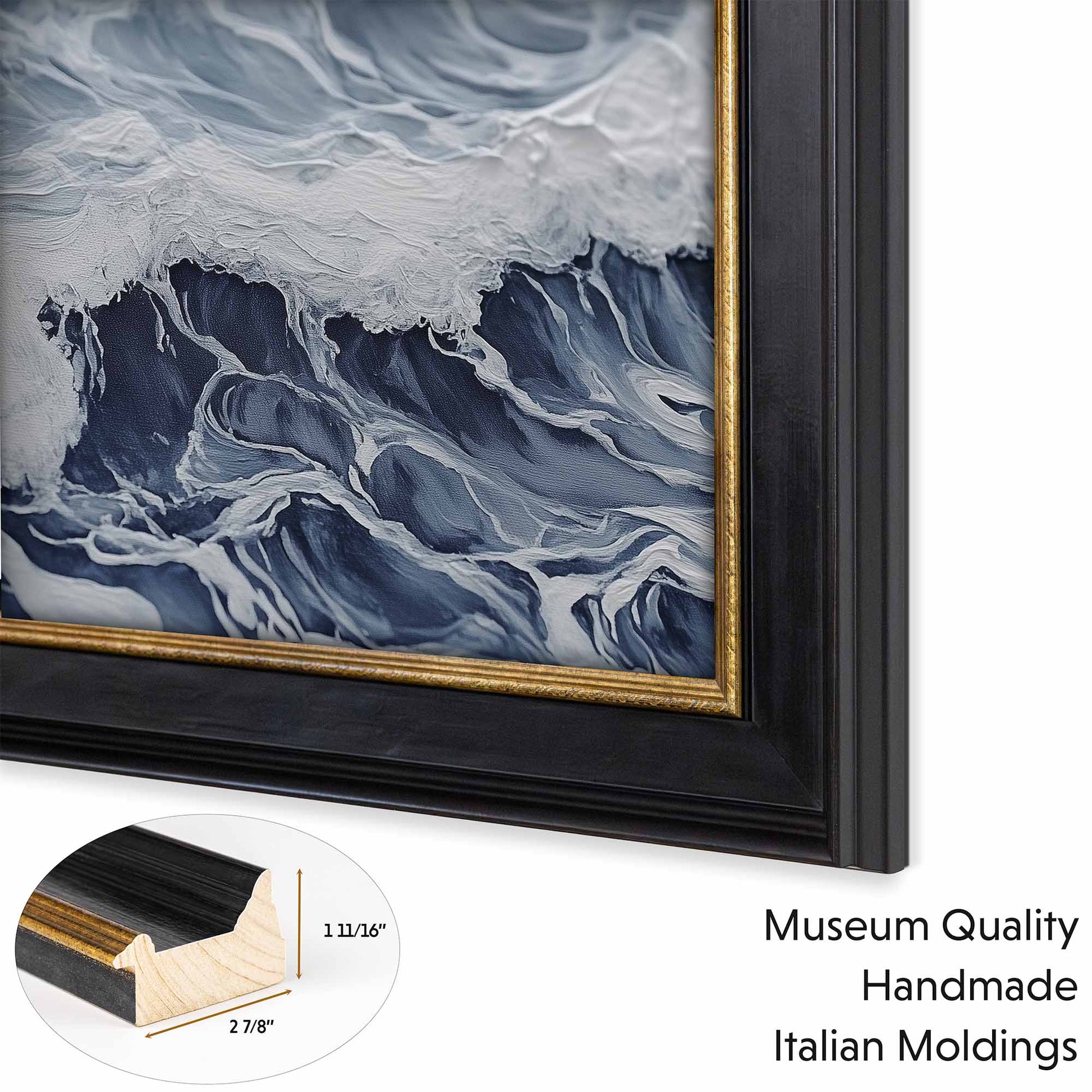 Black and Gold TV mount is made from museum quality italian moldings