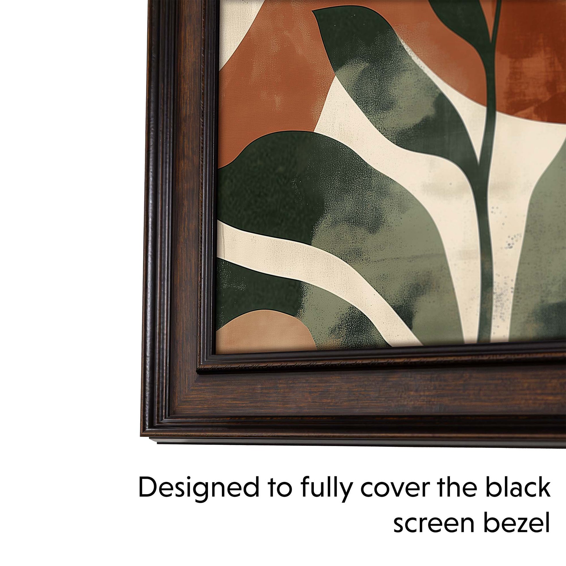 Framed artwork with a black screen bezel cover