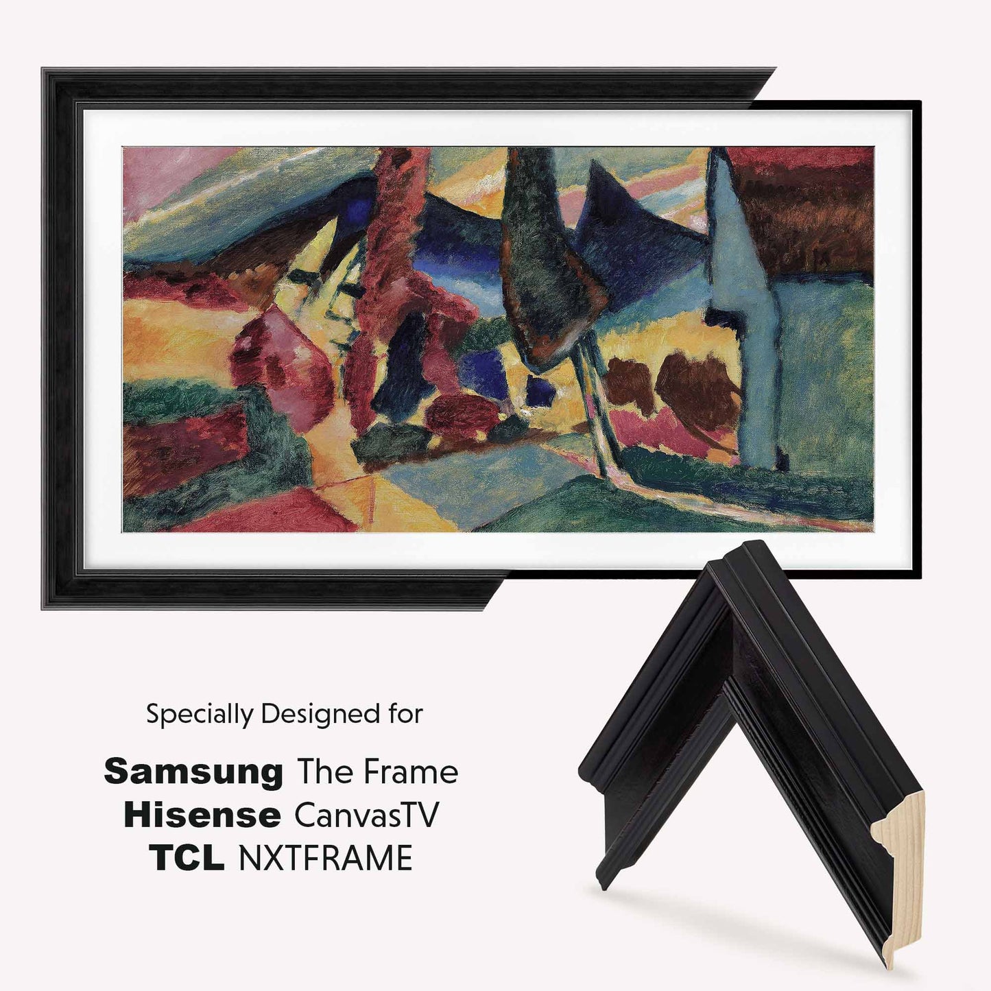 black contemporary tv frame, modern abstract art Samsung The Frame black, black Hisense Canvastv black tcl nxtframe