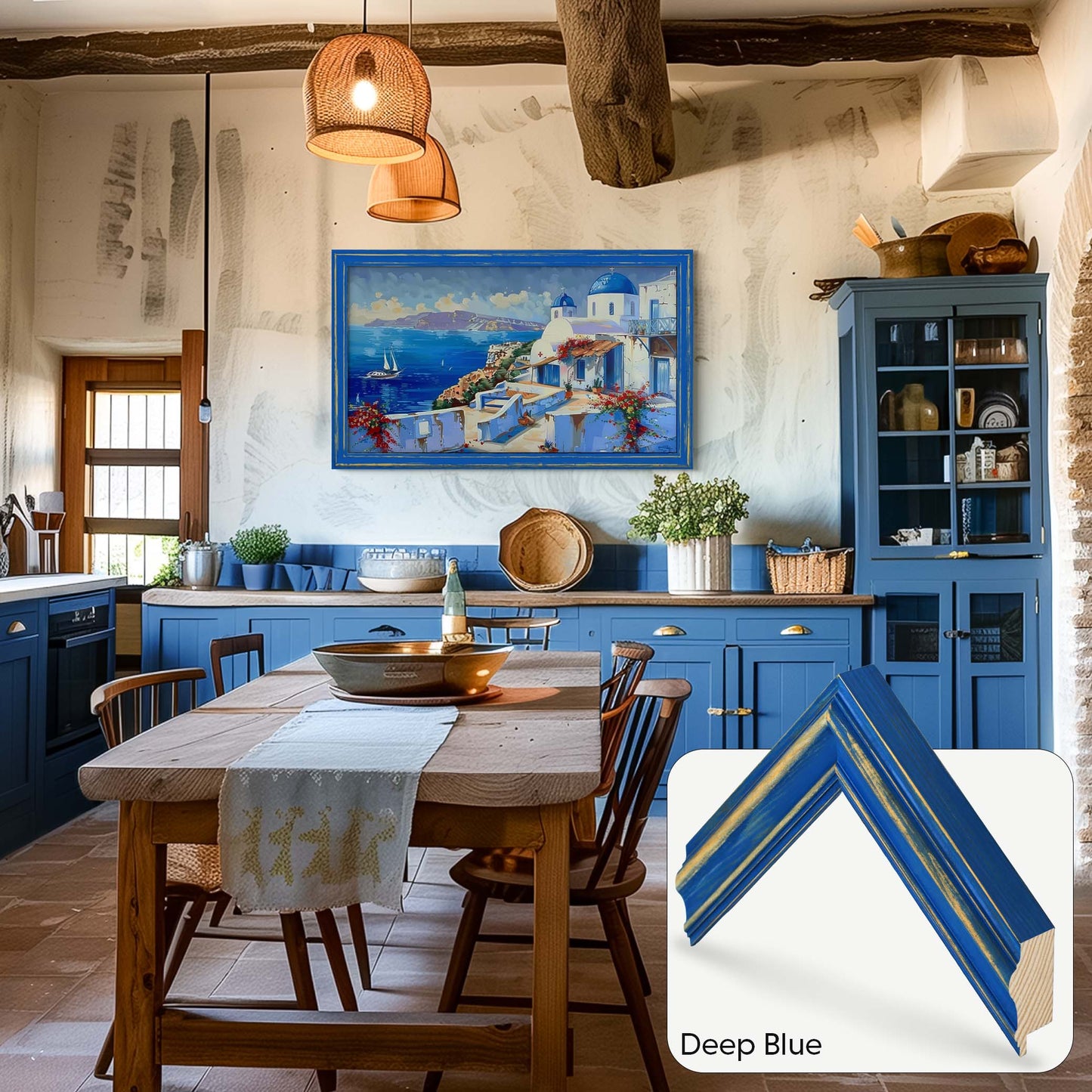 Blue TV Frame in Traditional Greek house