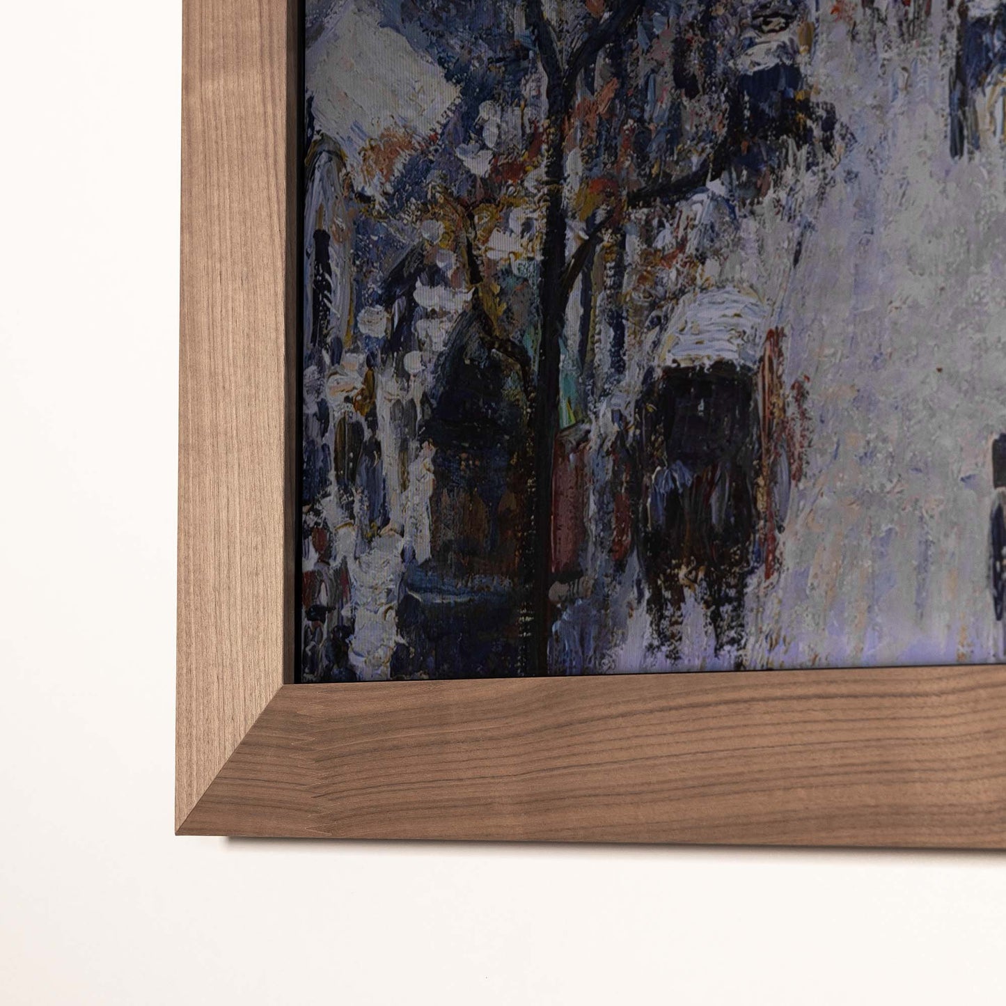 Close up to Natural Walnut TV Bezel corner