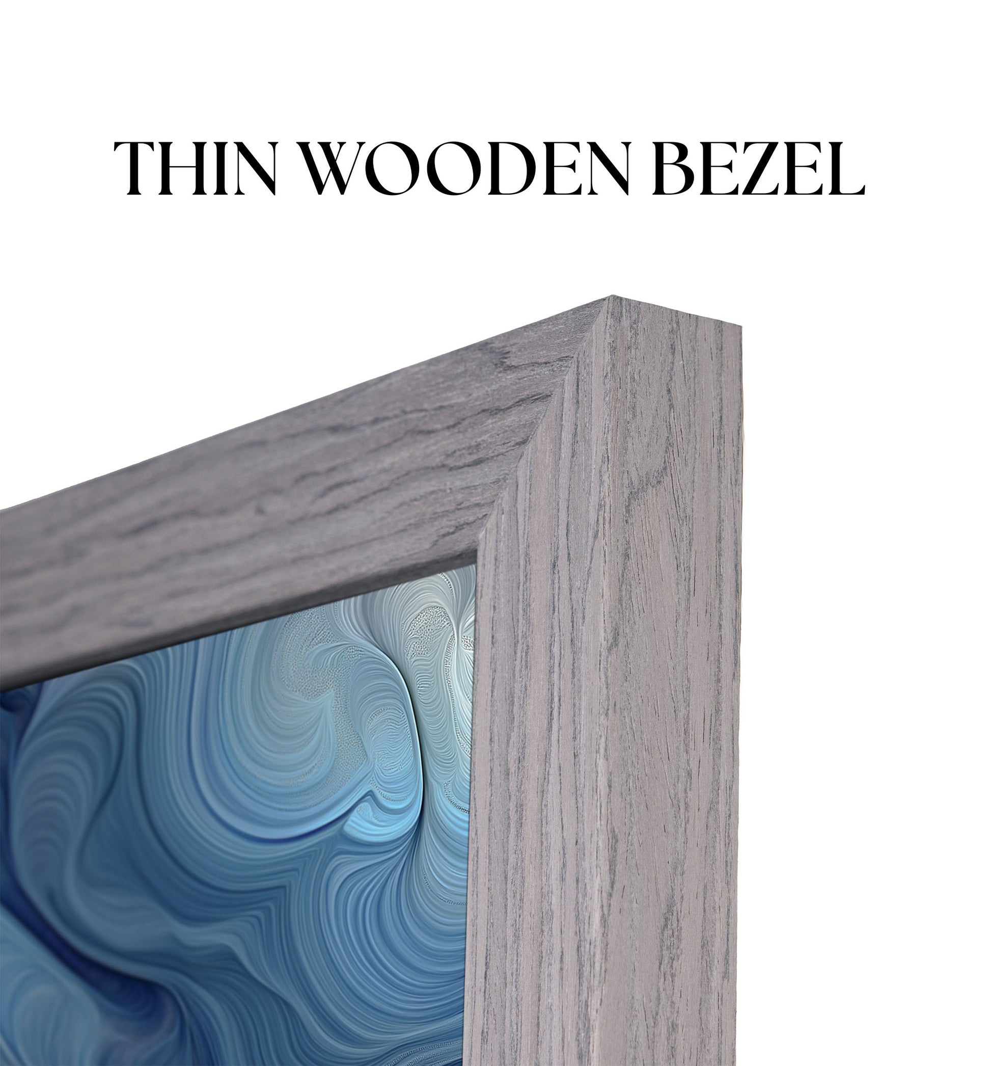 Close up to gray wooden TV frame texture on Corner