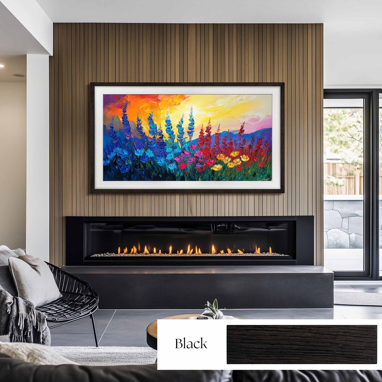 Échantillons de cadres de télévision en bois dur teinté fin