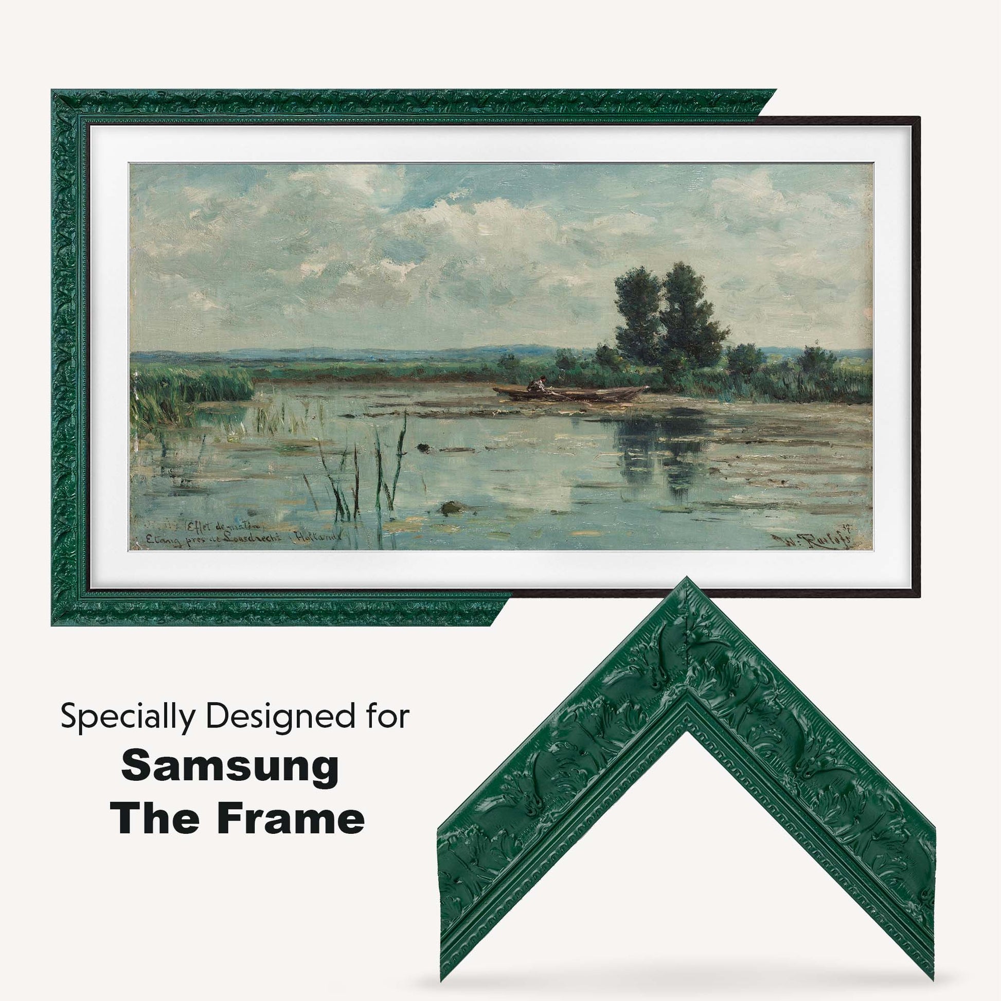 Forest Green Ornate TV Frame is designed fro Samsung The Frame TV's