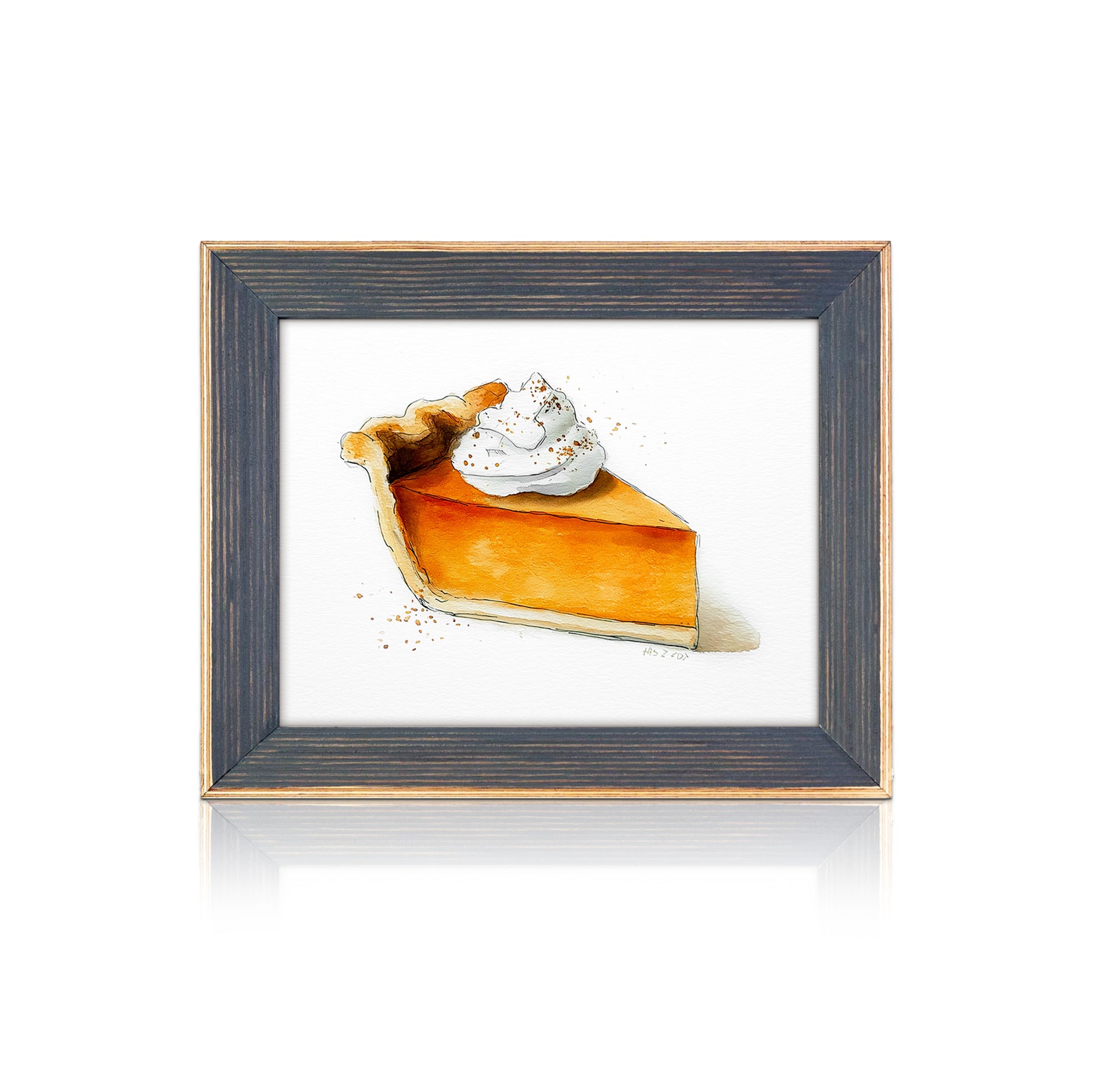 Framed artwork of a slice of pie with whipped cream on a white background, Unique Picture Frame