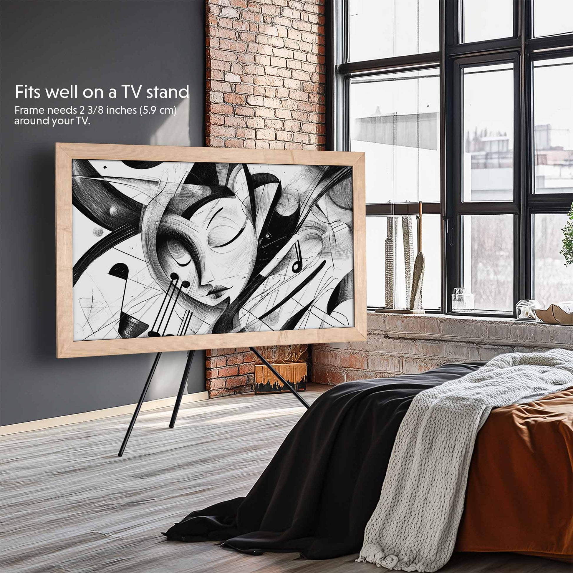 Maple Frame on the tripod stative in industrial open space loft interior