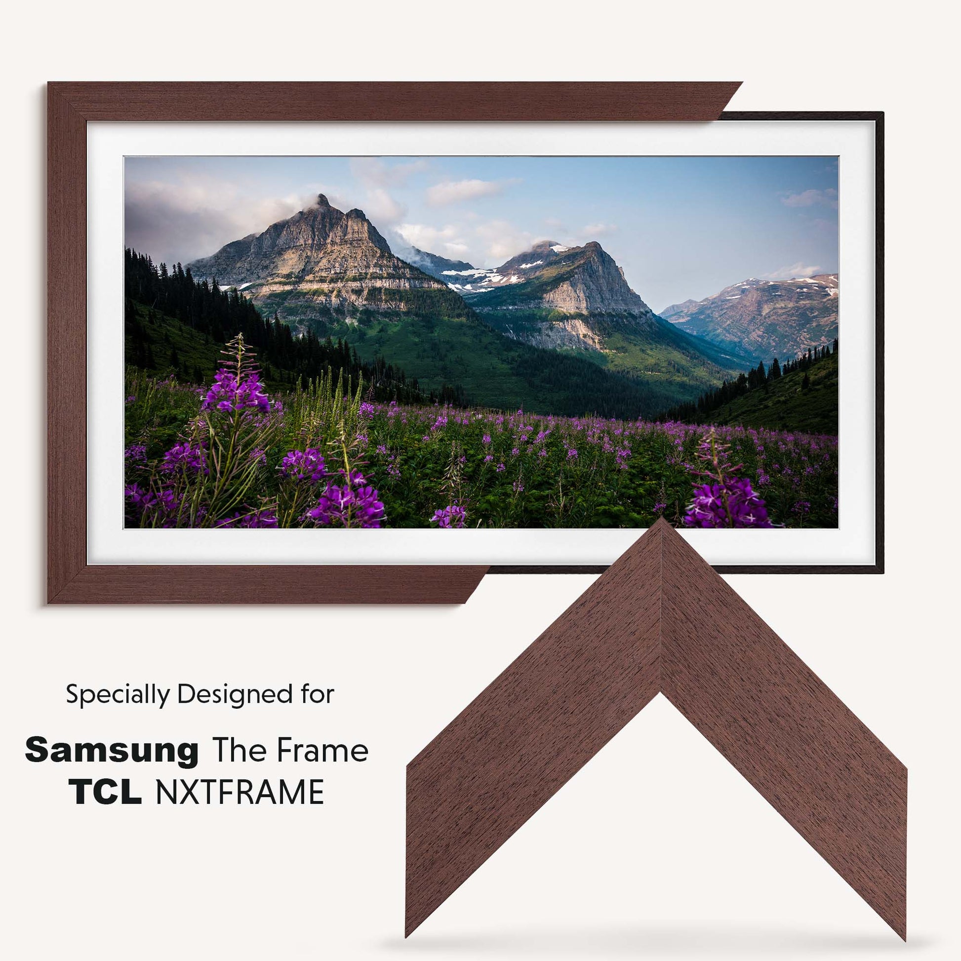 Natural wood tv frame is made specially for Samsung The Frame and TCL NXTFRAME TV's