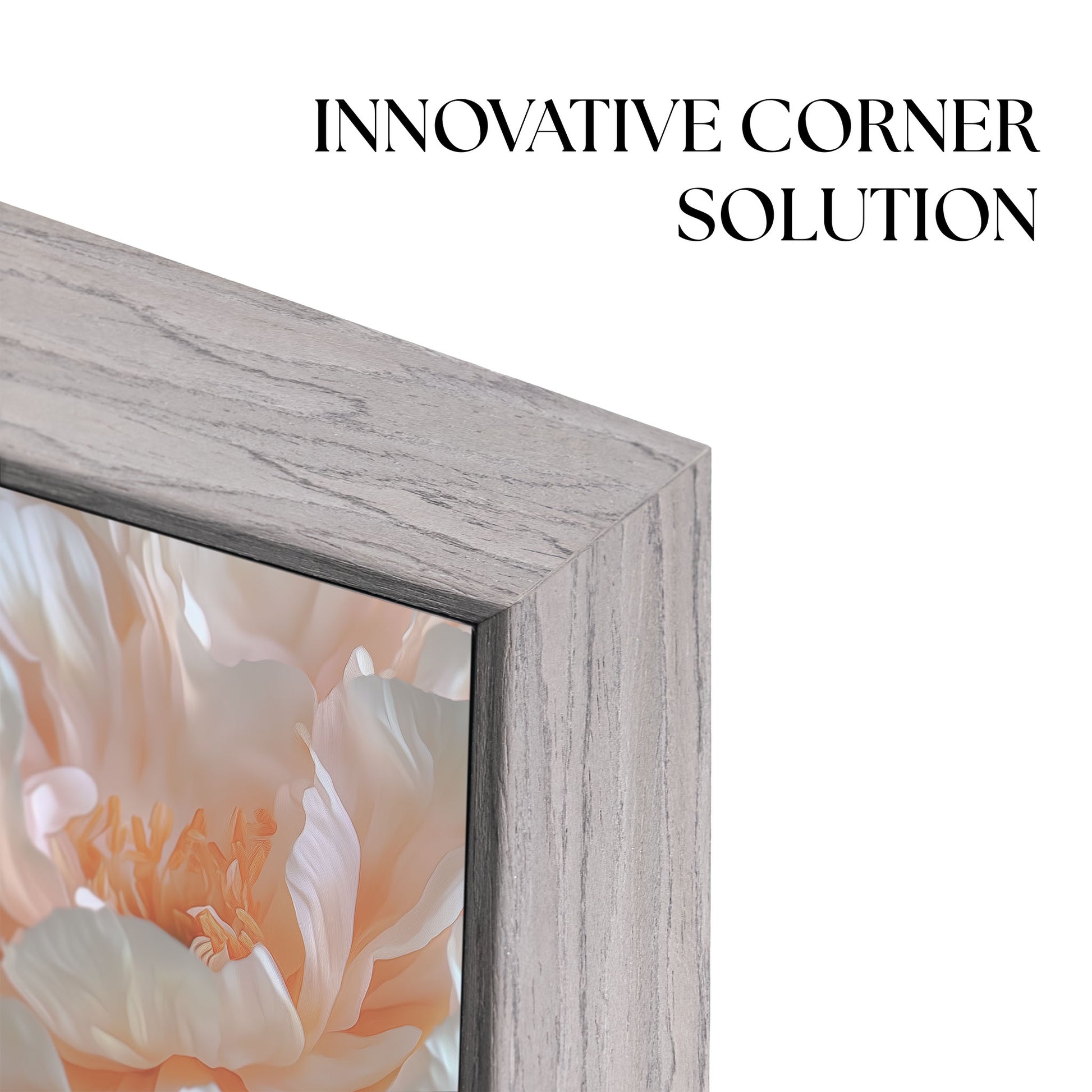 Natural gray TV Bezel has innovative corner solution