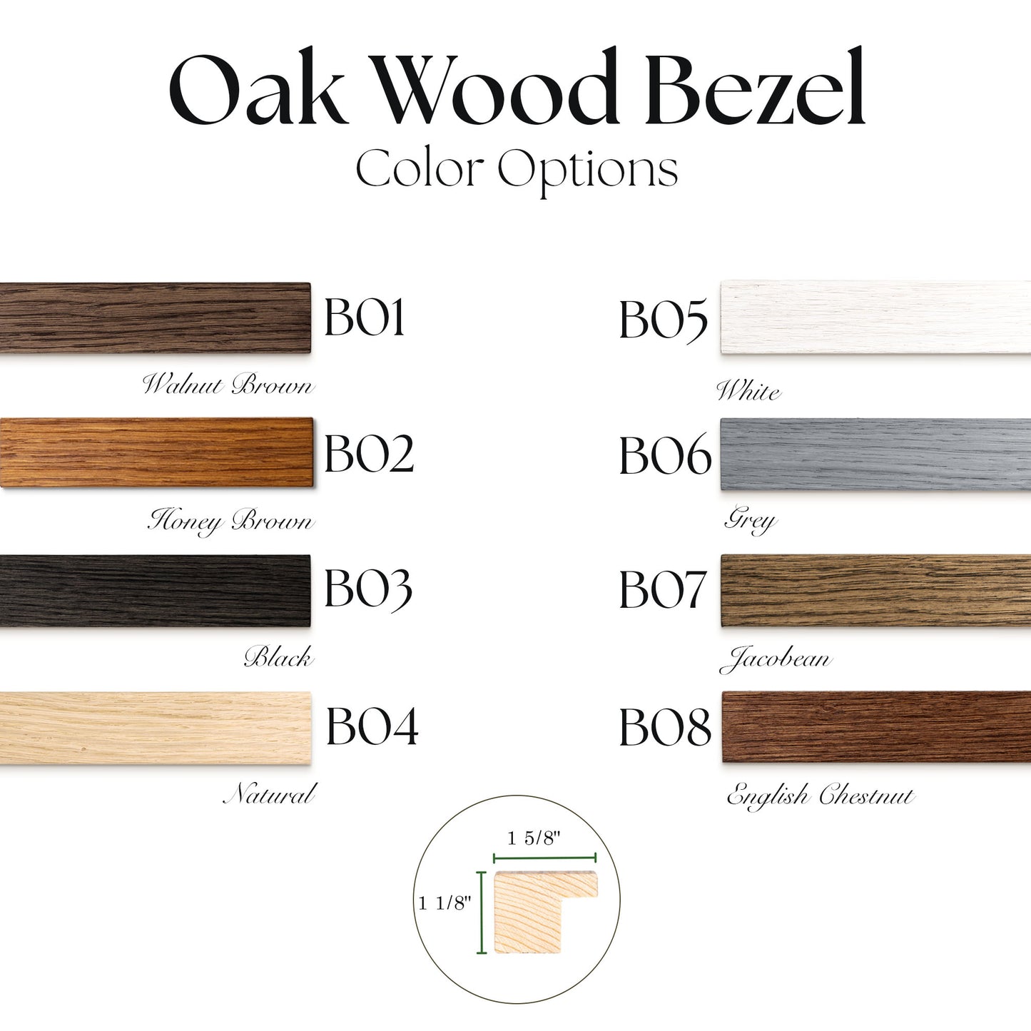 Échantillons de cadres de télévision en bois dur teinté fin