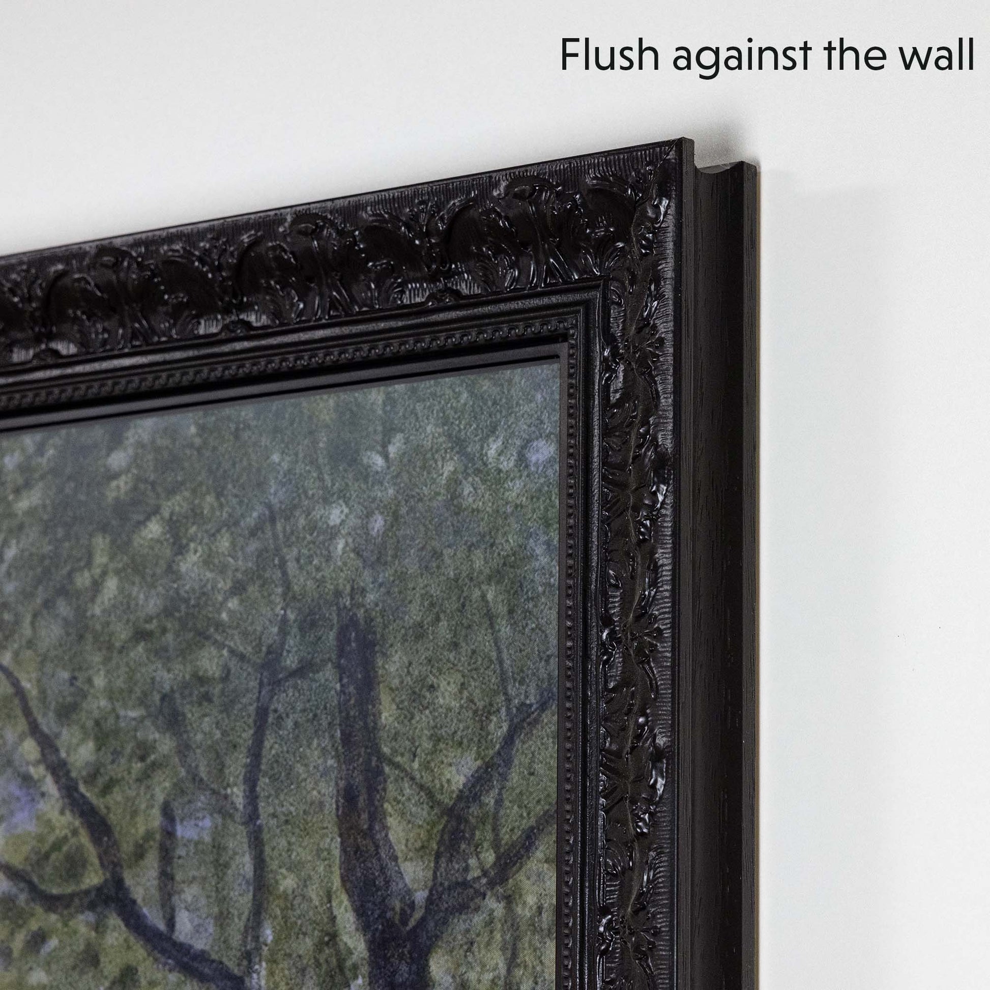 Ornate Black TV Frame flushes against the wall