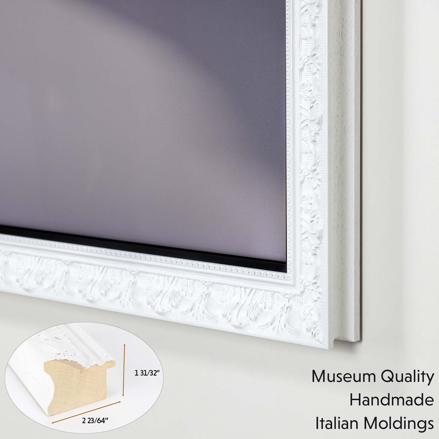 Ornate TV Frame is made from museum quality moldings