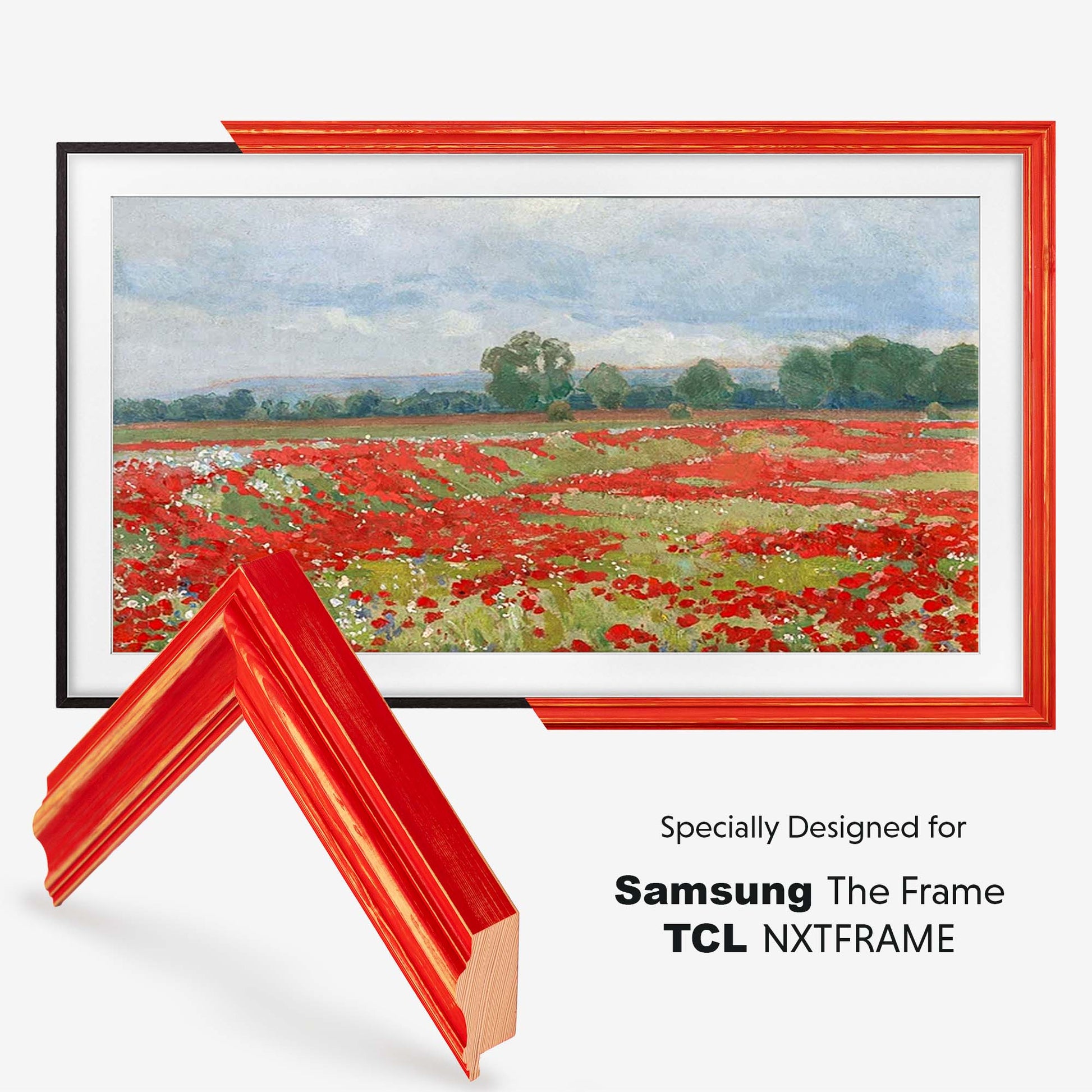 Red distressed TV Frame For Samsung The Frame TV's