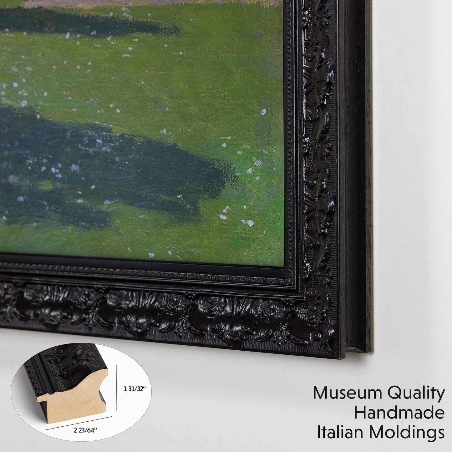 Satin Black TV Frame is made from museum quality Italian moldings