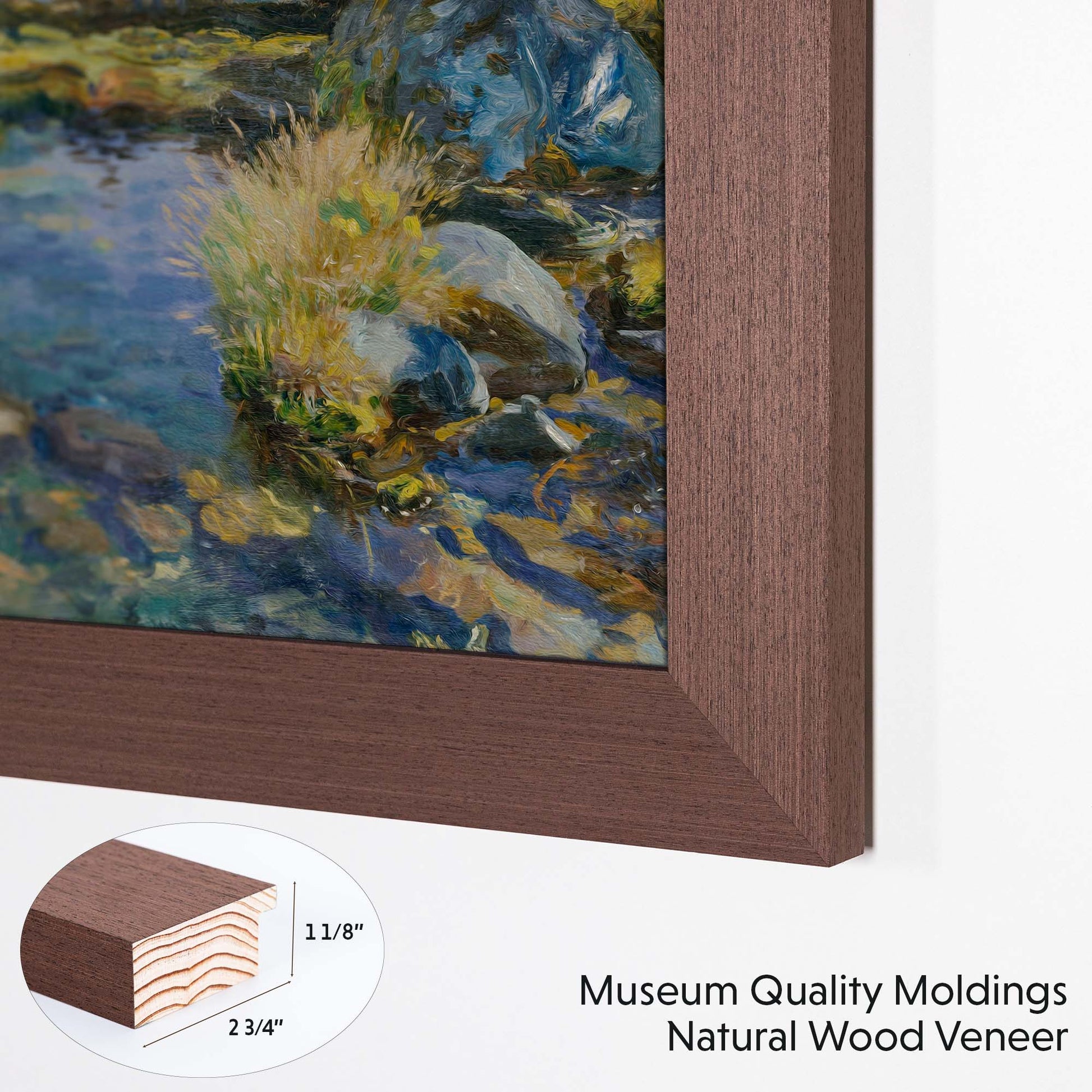 TV Frame is made from museum quality natural wood veneer moldings