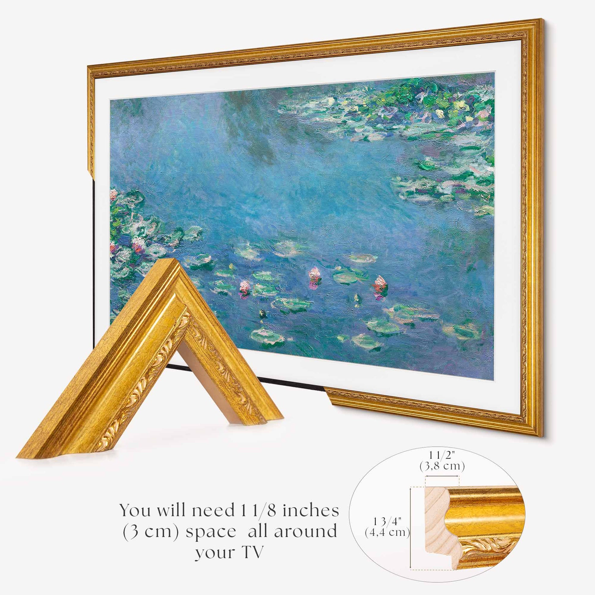Thin gold Tv frame is specially design for Samsung The Frame TV