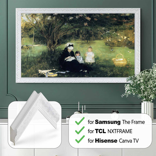 Ornate White TV Frame