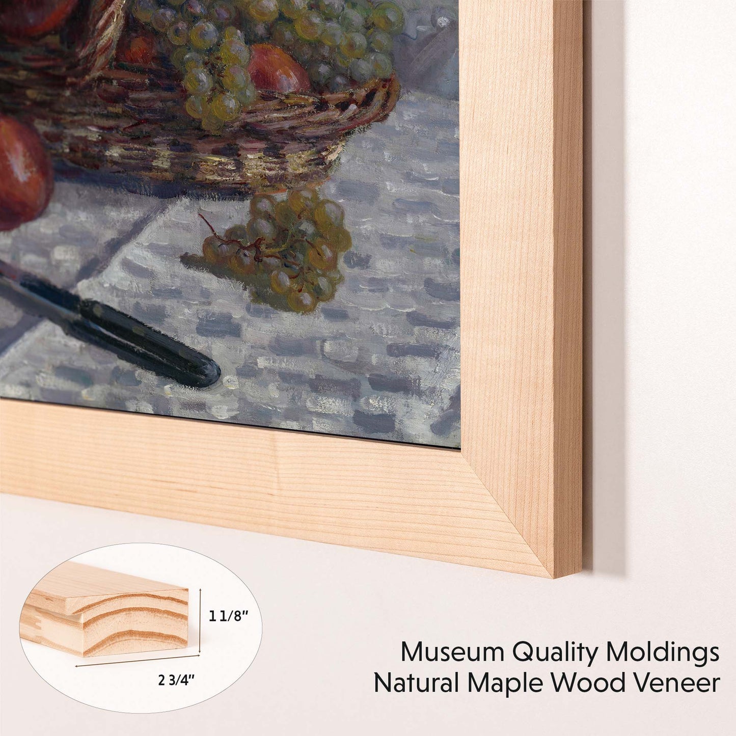 Wooden TV mount is made from museum quality maple veneer moldings