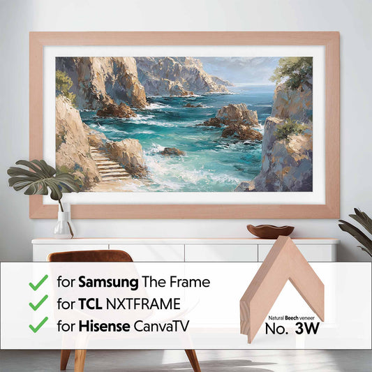 TV-Rahmen für Samsung The Frame TVs, handgefertigte TV-Blende, rustikales dunkles Holz und Gold-Finish, TV-Rahmengrößen 32, 43, 50, 55, 65, 75, 85 Zoll