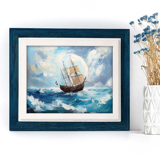 picture frame gift for sailor blue and white picture frame. Blue and White Artistic Painting Frame, Wall art Photo Frame, ANY CUSTOM SIZES: 8x10, 8x12, 11x14, 9x11, 9x12, 10x10, 10x13, 12x14, 14x18