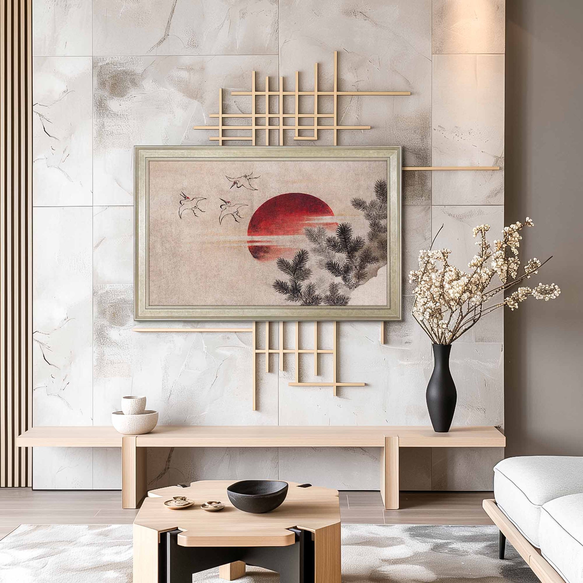 Japanese tv art, Japanese interior with samsung tv frame