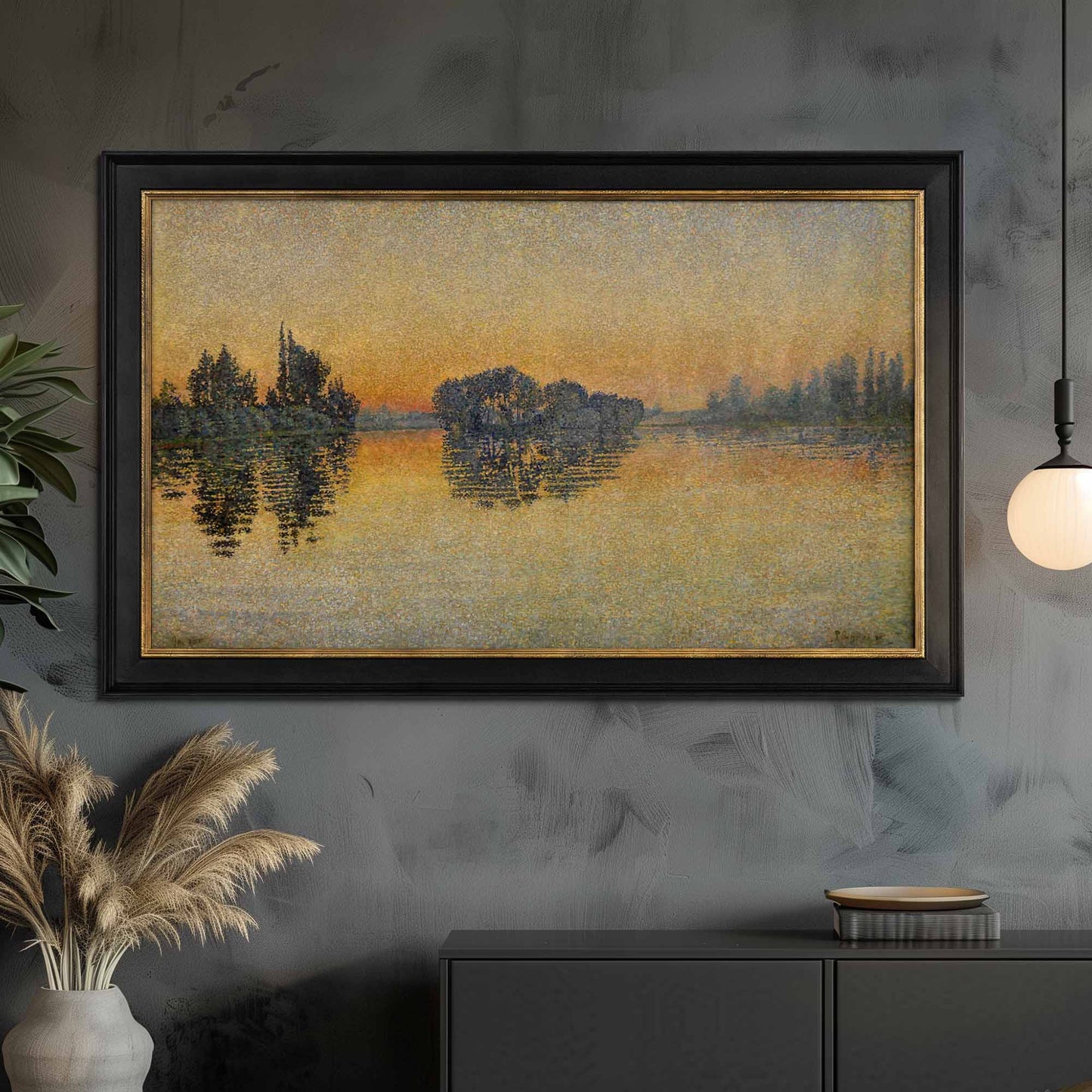 Antique Gold Leaf & Black TV Frame