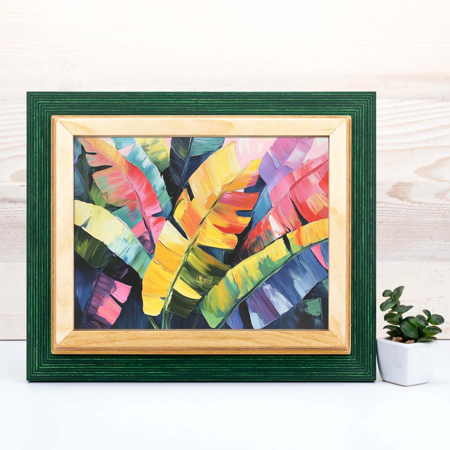 green and natural picture frame, colorful leaf art. Green + Natural Picture Frame, Wooden Photo Frame for Wall Art, Custom Picture Frame 5x7, 8x8, 8x10, 11x17, 12x18, 18x24, 20x36, A3, A4, A5