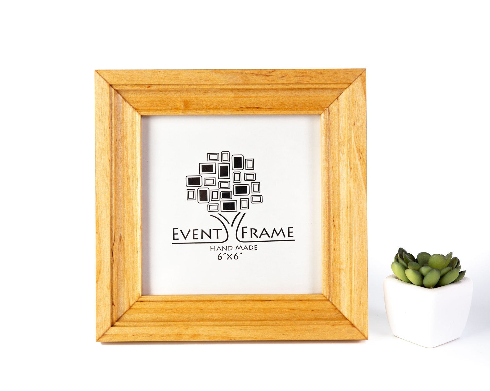 Wooden picture frame with 'Event Frame' logo on a white background. Vintage Natural Birch Picture Frame, Handmade Custom Size Frame, Pressed Flower Frame, Gallery Wall Frames A1 A4 5x7 8x8 11x17 16x20 18x24