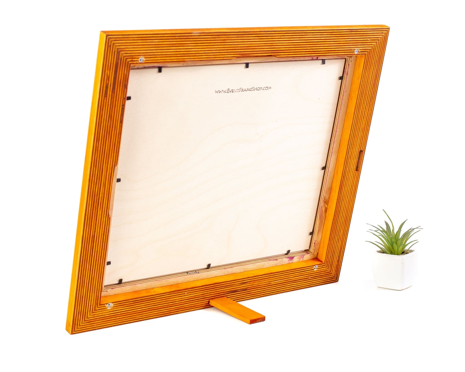 Wooden picture frame on a white background with a small plant to the right.Yellow + Purple Custom Frame, Two Tone Picture Frame, Family Picture Frame, Sizes A5 A4, A3, 8x10, 11x14, 11x17, 12x16, 18x24, 24x36, 10x12