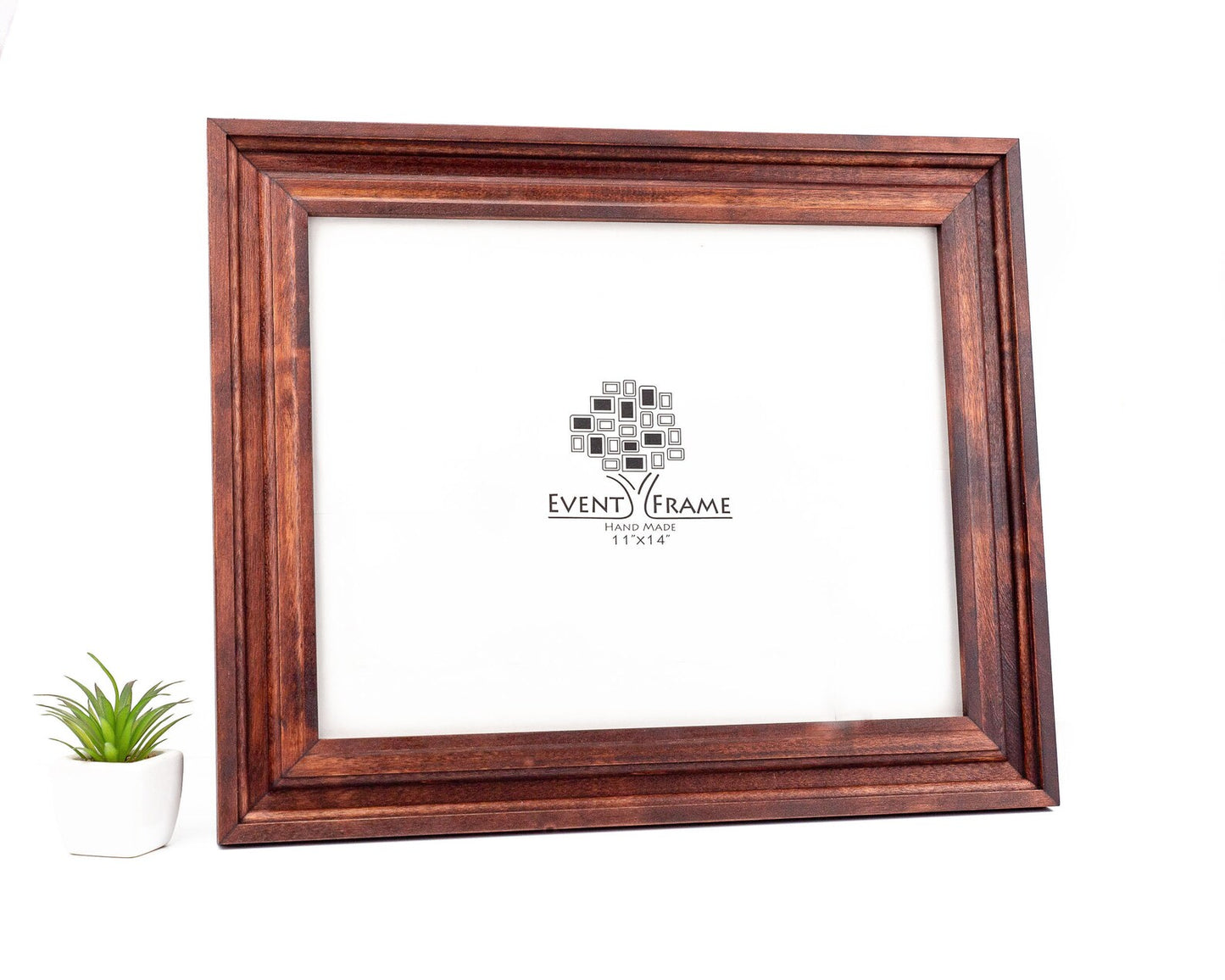 Wooden picture frame with 'Event Frame' logo on a white background. Elegant Antique Style Wooden Gallery Frame, Superior Flat Picture Frame, Custom Size A4, A3, 8x10, 9x12, 11x14, 11x17, 18x24, 16x20, 24x18