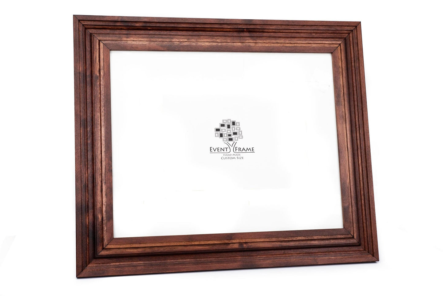 Wooden picture frame on a white background with "Eventframe" brand logo. Antique Wooden Artwork Frame, Empire Style Gallery Wall Frames, Deluxe Picture Frame, Custom Size Frame A1, A2, 9x12, 11x17, 12x18, 24x36