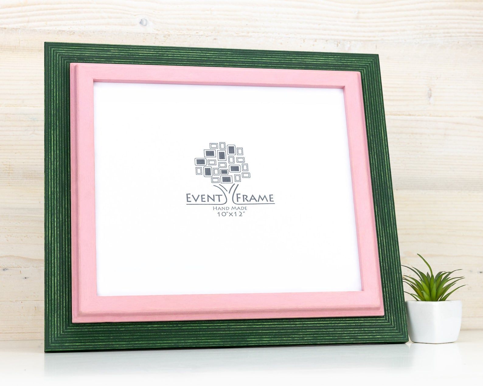 Green and pink baltic birch picture frame for art photography, custom sizes, made from high quality durable materials, perfect for gallery walls. Double Black Custom Picture Frame, Handmade Wooden Photo Frame, Black Poster Frame, Contemporary style A1 A3 A5 4x6 9x12 16x20 18x24 36x40