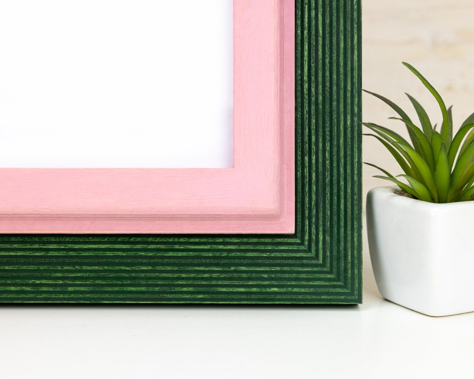 Green and pink baltic birch picture frame for art photography, custom sizes, made from high quality durable materials, perfect for gallery walls. Double Black Custom Picture Frame, Handmade Wooden Photo Frame, Black Poster Frame, Contemporary style A1 A3 A5 4x6 9x12 16x20 18x24 36x40