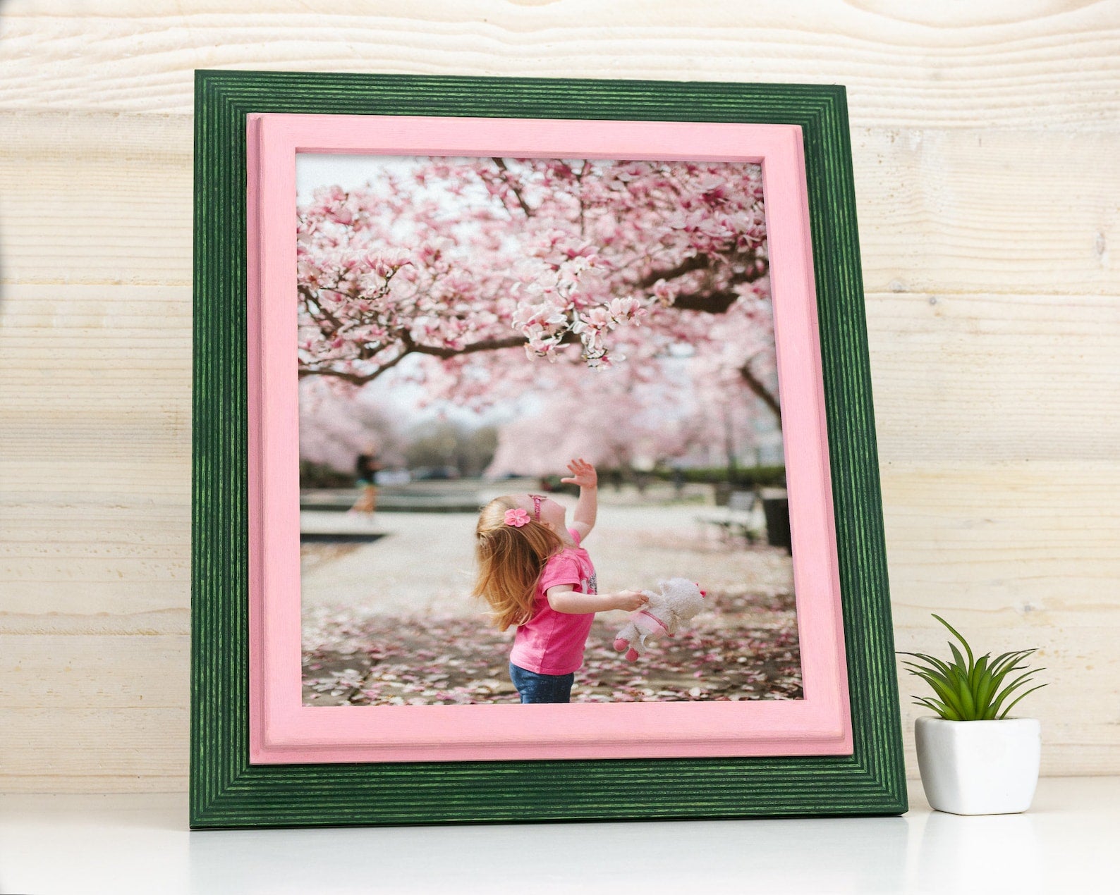 Green and pink baltic birch picture frame for art photography, custom sizes, made from high quality durable materials, perfect for gallery walls. Double Black Custom Picture Frame, Handmade Wooden Photo Frame, Black Poster Frame, Contemporary style A1 A3 A5 4x6 9x12 16x20 18x24 36x40