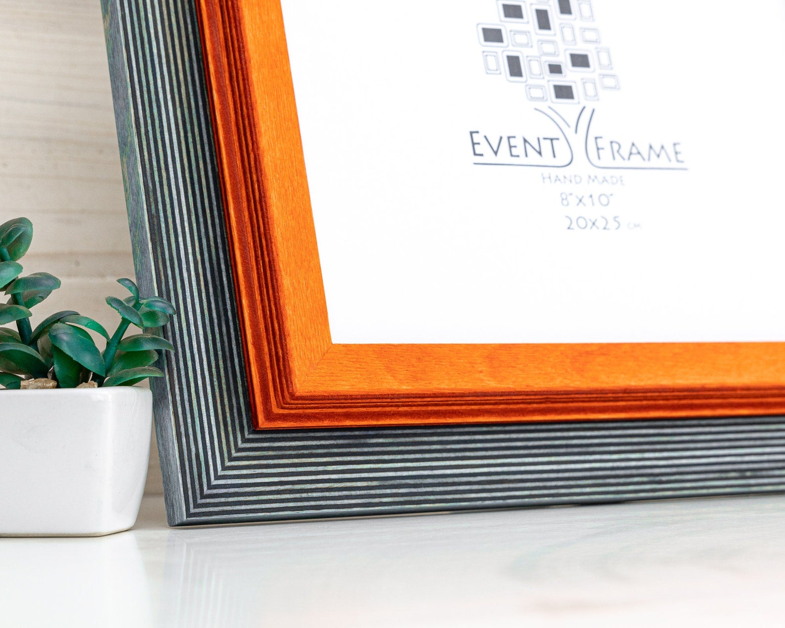 Teal and orange baltic birch picture frame for art photography, custom sizes, made from high quality durable materials, perfect for gallery walls. Double Black Custom Picture Frame, Handmade Wooden Photo Frame, Black Poster Frame, Contemporary style A1 A3 A5 4x6 9x12 16x20 18x24 36x40