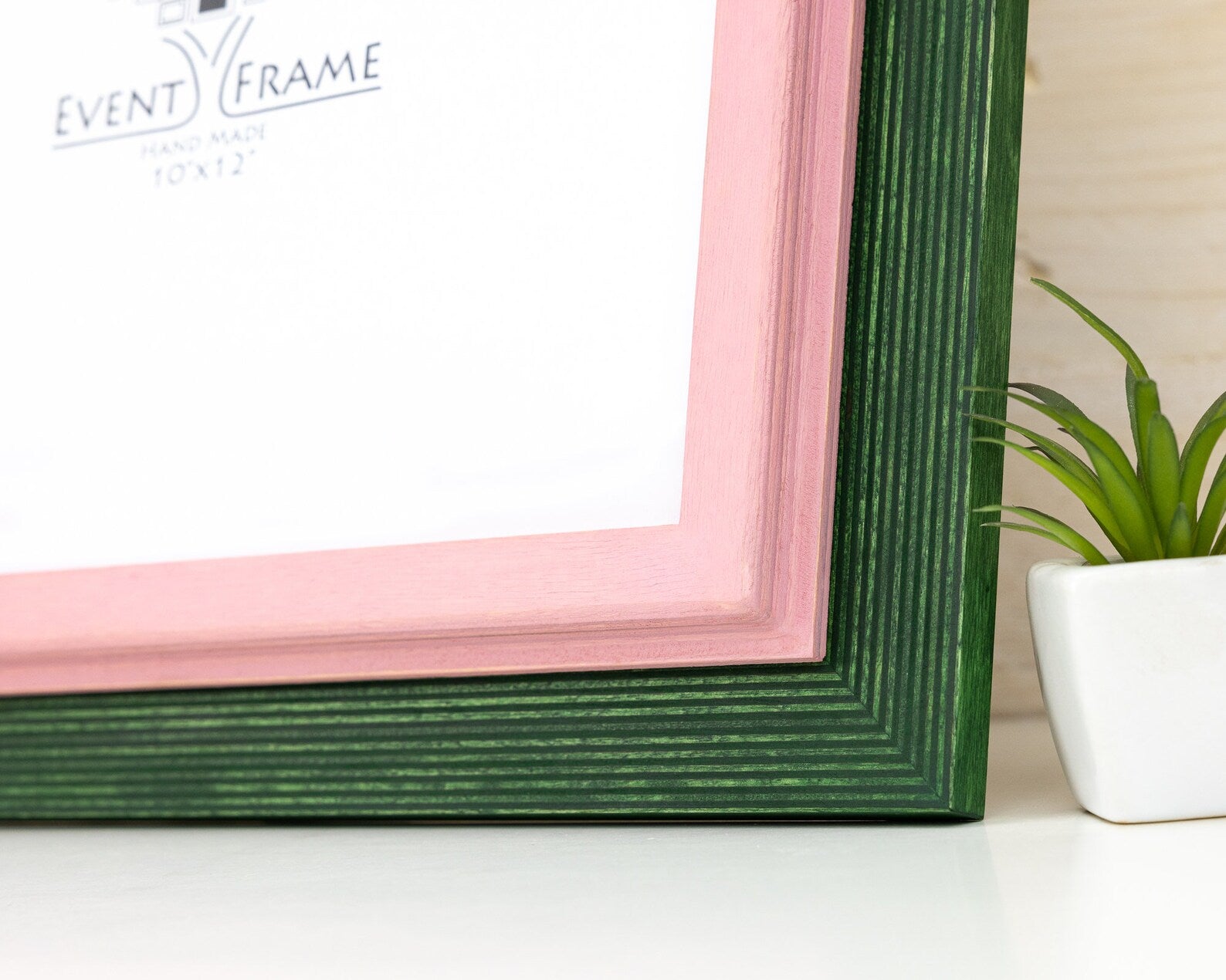 Green and pink baltic birch picture frame for art photography, custom sizes, made from high quality durable materials, perfect for gallery walls. Double Black Custom Picture Frame, Handmade Wooden Photo Frame, Black Poster Frame, Contemporary style A1 A3 A5 4x6 9x12 16x20 18x24 36x40