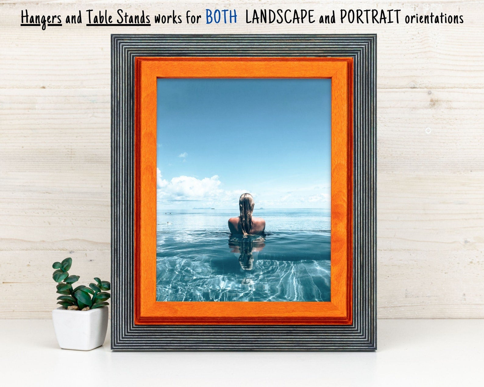 Teal and orange baltic birch picture frame for art photography, custom sizes, made from high quality durable materials, perfect for gallery walls. Double Black Custom Picture Frame, Handmade Wooden Photo Frame, Black Poster Frame, Contemporary style A1 A3 A5 4x6 9x12 16x20 18x24 36x40