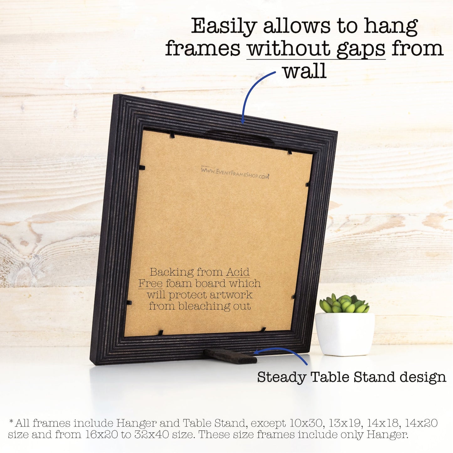 Black picture frame with a steady table stand design on a wooden surface. Black Picture Frame, Wooden Photo Frame, Rustic Stripy Design Frame, Dark Academia Decor,Diploma Frame A1 A3 A4 8x10 11x14 12x18 18x24 20x30