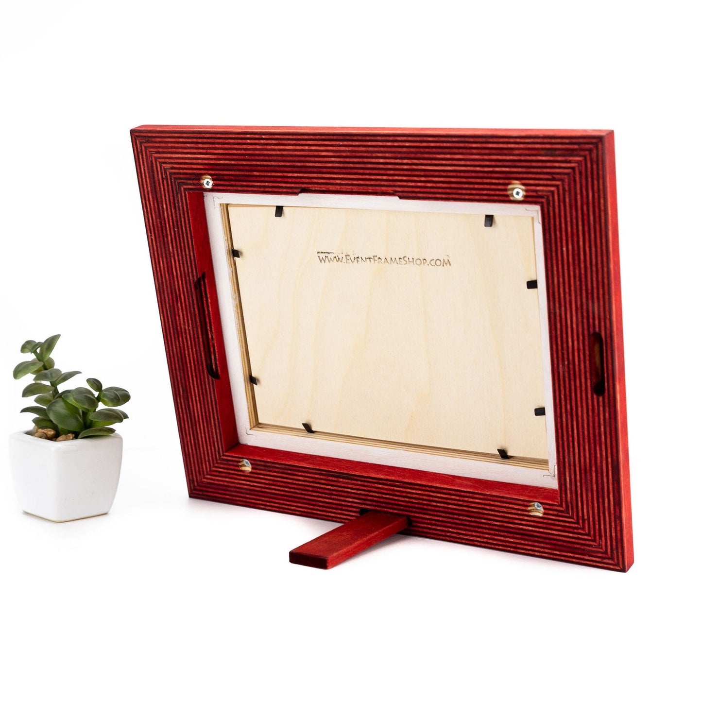 Red photo frame with a plant on a white background. Red + White Custom Wooden Frame, Double Color Photo Frame, Modern Wall Frame, Custom Size Poster Frame A1 A3 A4 8x8 12x18 18x24 20x30 24x36