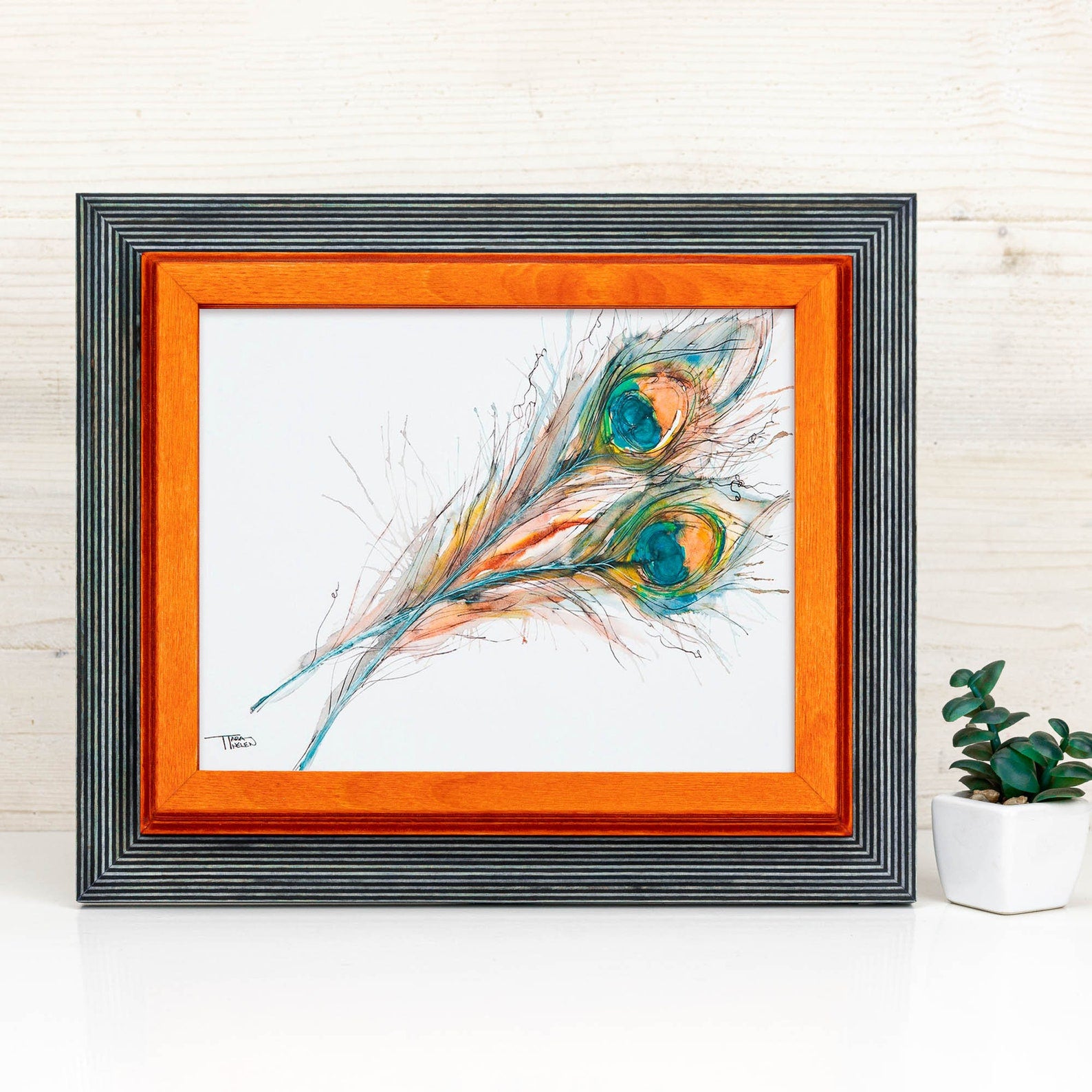 Teal and orange baltic birch picture frame for art photography, custom sizes, made from high quality durable materials, perfect for gallery walls. Double Black Custom Picture Frame, Handmade Wooden Photo Frame, Black Poster Frame, Contemporary style A1 A3 A5 4x6 9x12 16x20 18x24 36x40