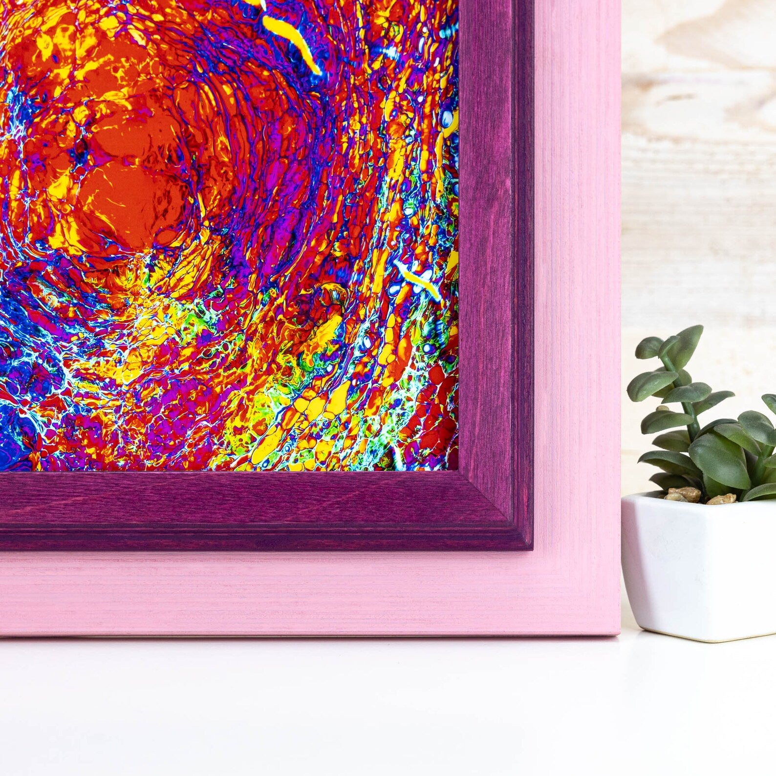 Pink and purple baltic birch picture frame for art photography, custom sizes, made from high quality durable materials, perfect for gallery walls. Double Black Custom Picture Frame, Handmade Wooden Photo Frame, Black Poster Frame, Contemporary style A1 A3 A5 4x6 9x12 16x20 18x24 36x40