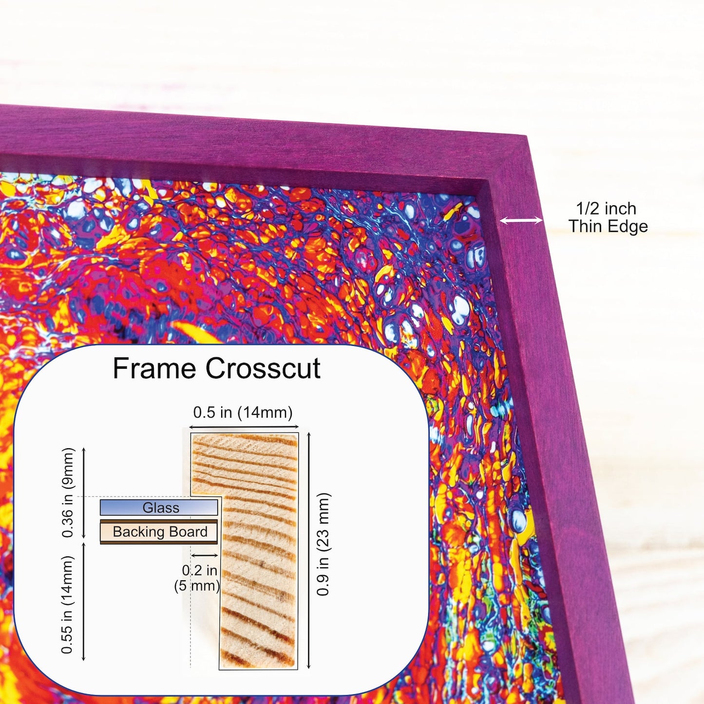 Cadre photo à bords super fins, couleur unie de votre choix dans un style minimaliste.