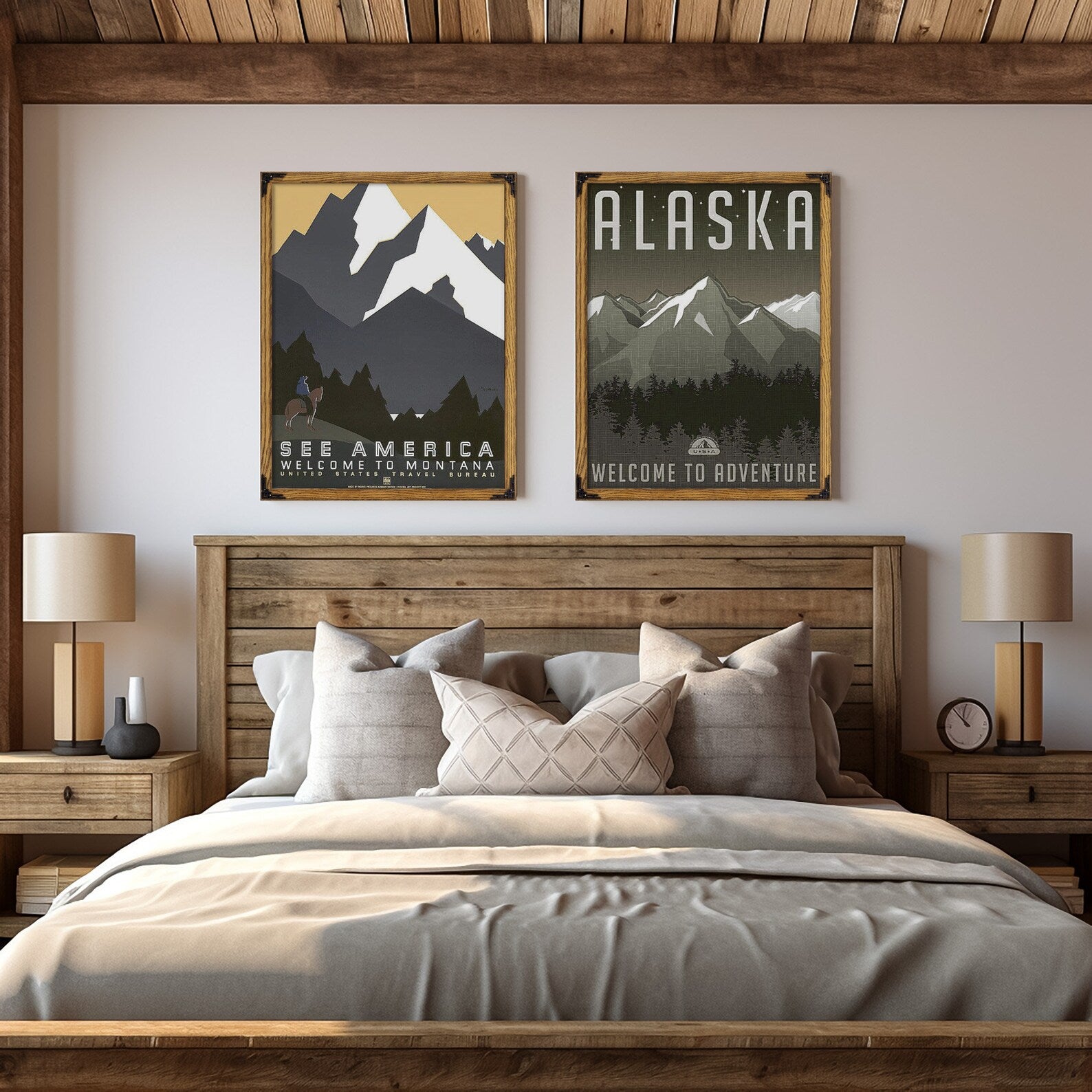 Retro Wall Art Frame, Vintage Design Farm House Photo Frame, Handmade Chalet Decor,Mid Century Modern Light Academia Decor A1 A3 24x32 24x36