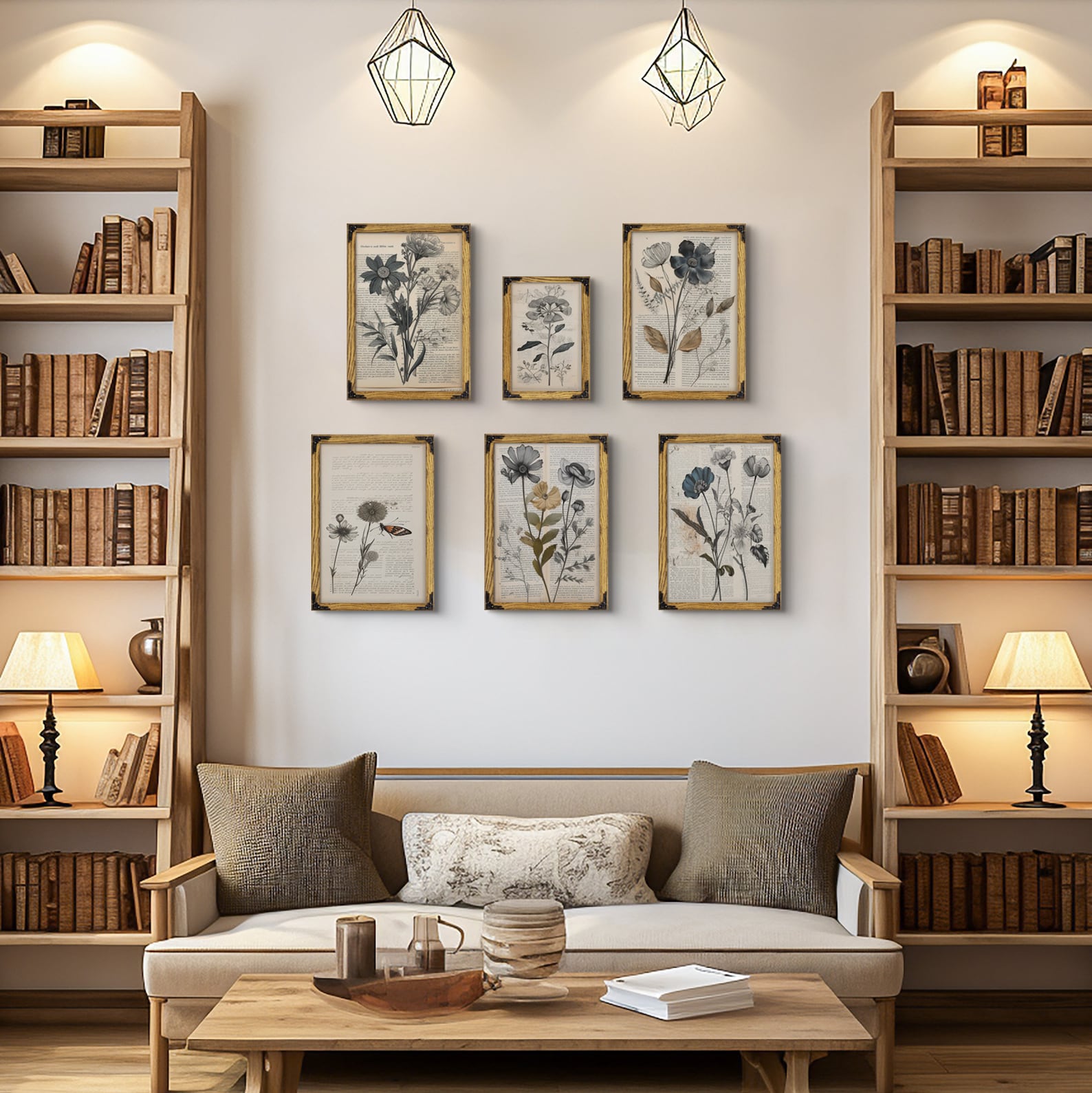 Retro Wall Art Frame, Vintage Design Farm House Photo Frame, Handmade Chalet Decor,Mid Century Modern Light Academia Decor A1 A3 24x32 24x36