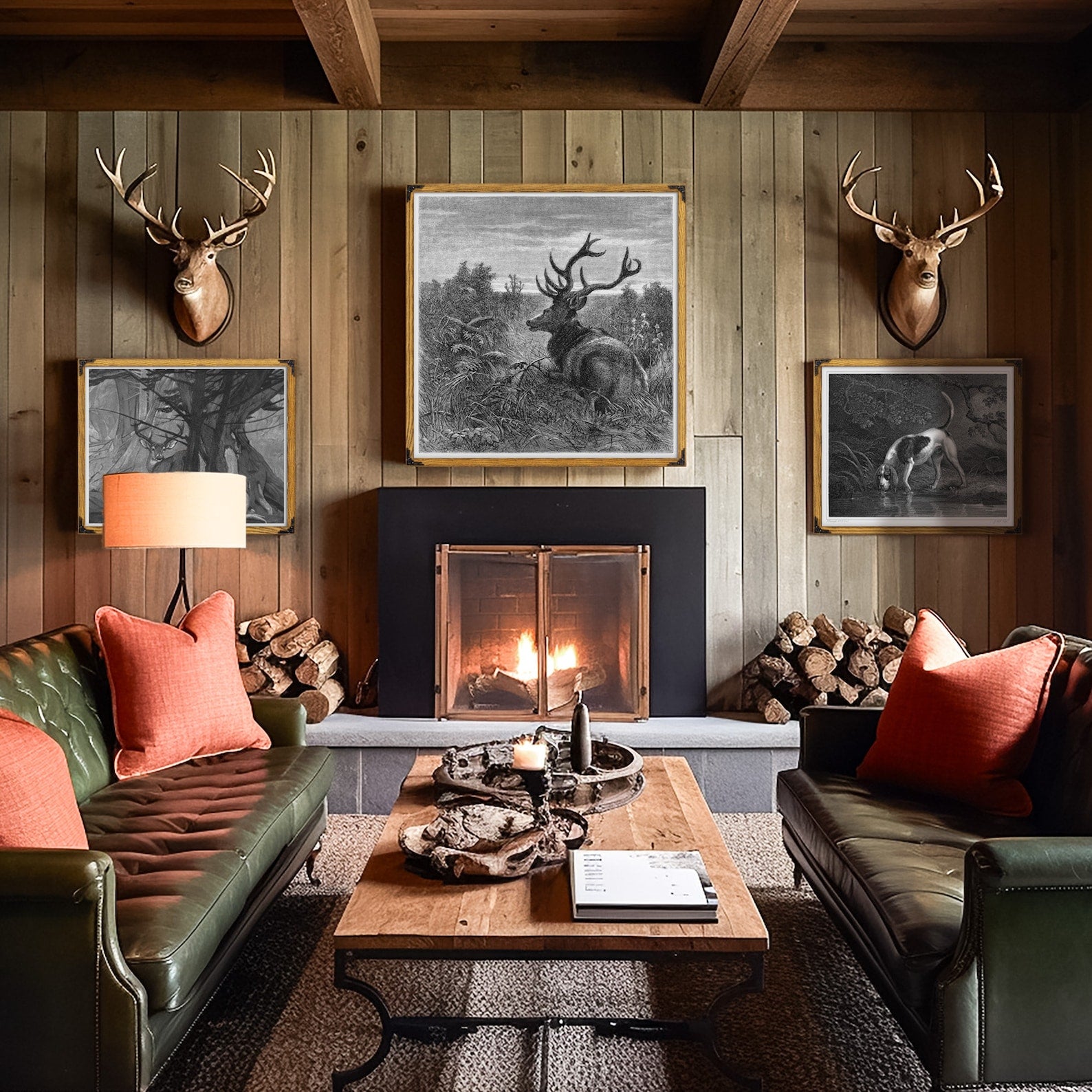 Retro Wall Art Frame, Vintage Design Farm House Photo Frame, Handmade Chalet Decor,Mid Century Modern Light Academia Decor A1 A3 24x32 24x36